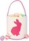 Easter Bunny Ear Bag & Basket, Dual Layer Canvas Bag for Easter Egg Hunt Basket
